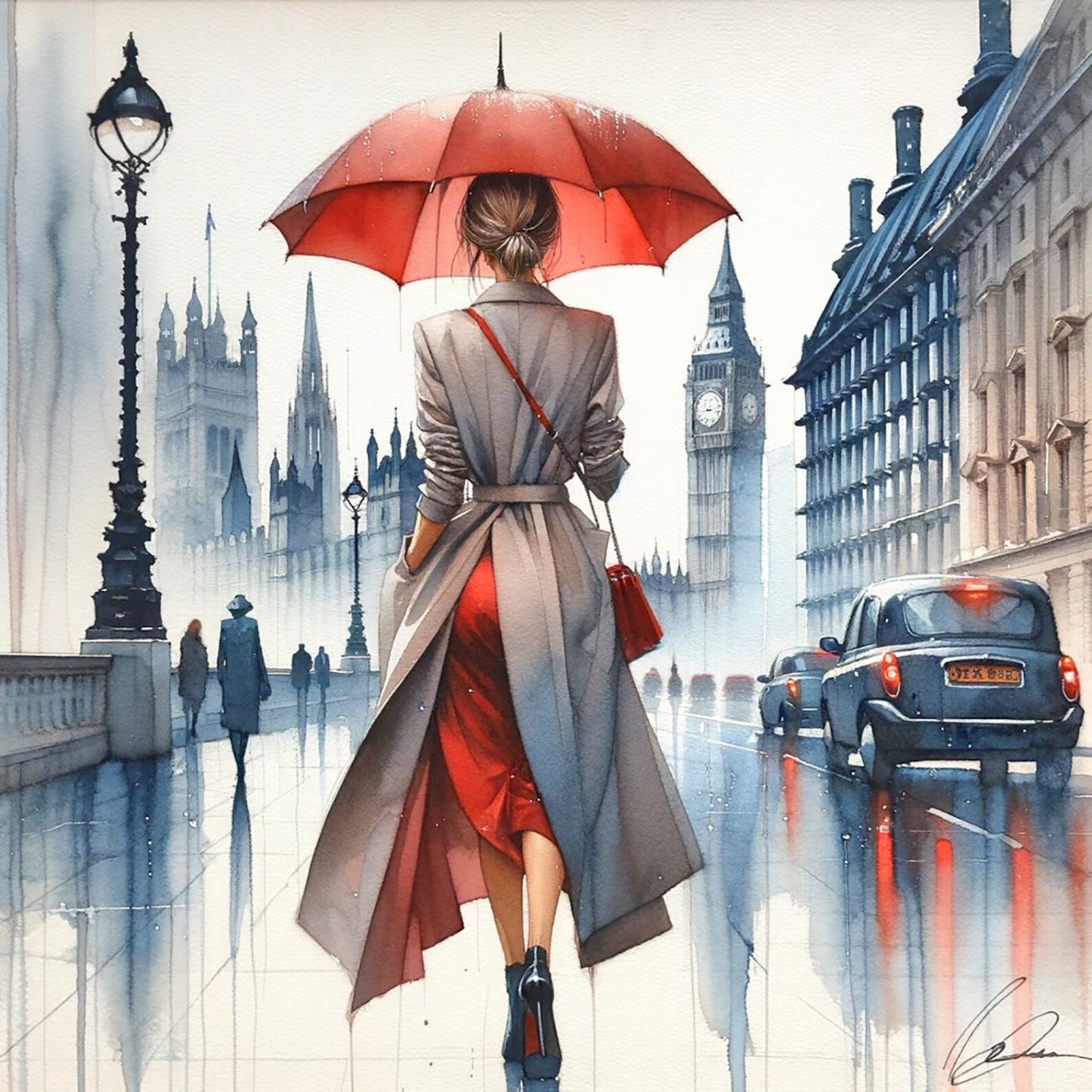 Valentine's Day present ”Solo London Escape“ - Independent Woman - City Life Canvas - Modern Chic Decor - Canvas Wrapped Artwork