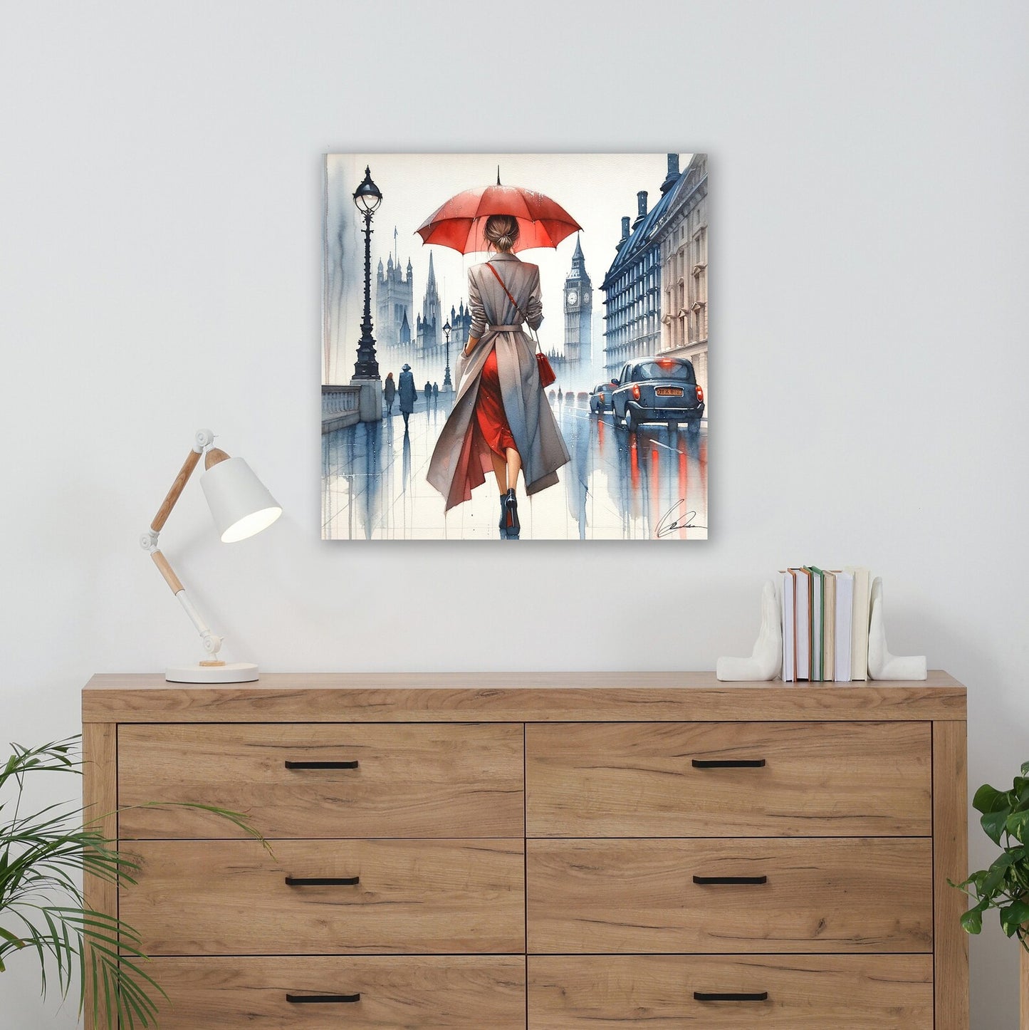 Valentine's Day present ”Solo London Escape“ - Independent Woman - City Life Canvas - Modern Chic Decor - Canvas Wrapped Artwork