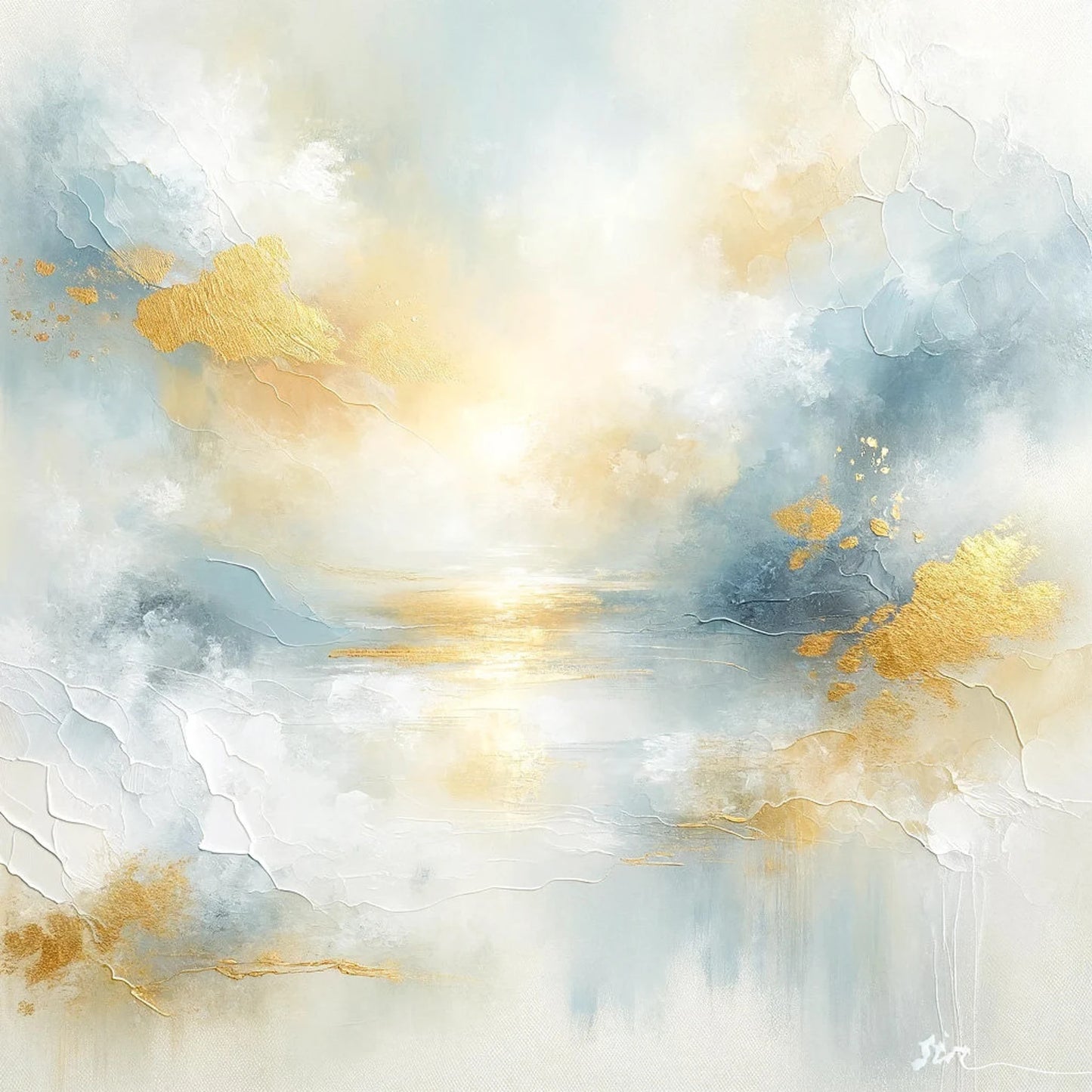 Golden Hues of Serenity: Abstract Landscape, Textured Canvas Art – Contemporary Wall Decor for Modern Homes
