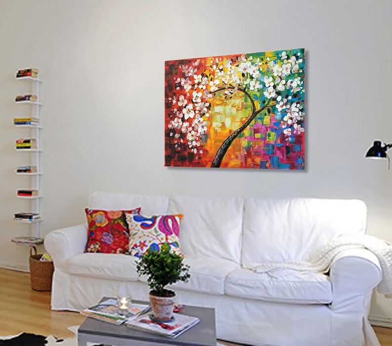 Hand-painted "Abstract Season Flowers Memory" painting Original Canvas Wall art for living room,bedroom,office - Wrapped Canvas Painting