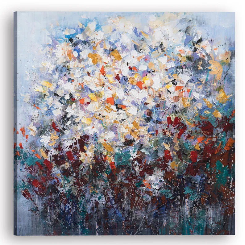 Hand Painted "Impressionistic Flowers " painting on canvas original art, Canvas Wall Art for Living Room, Bedroom - Wrapped Canvas Painting