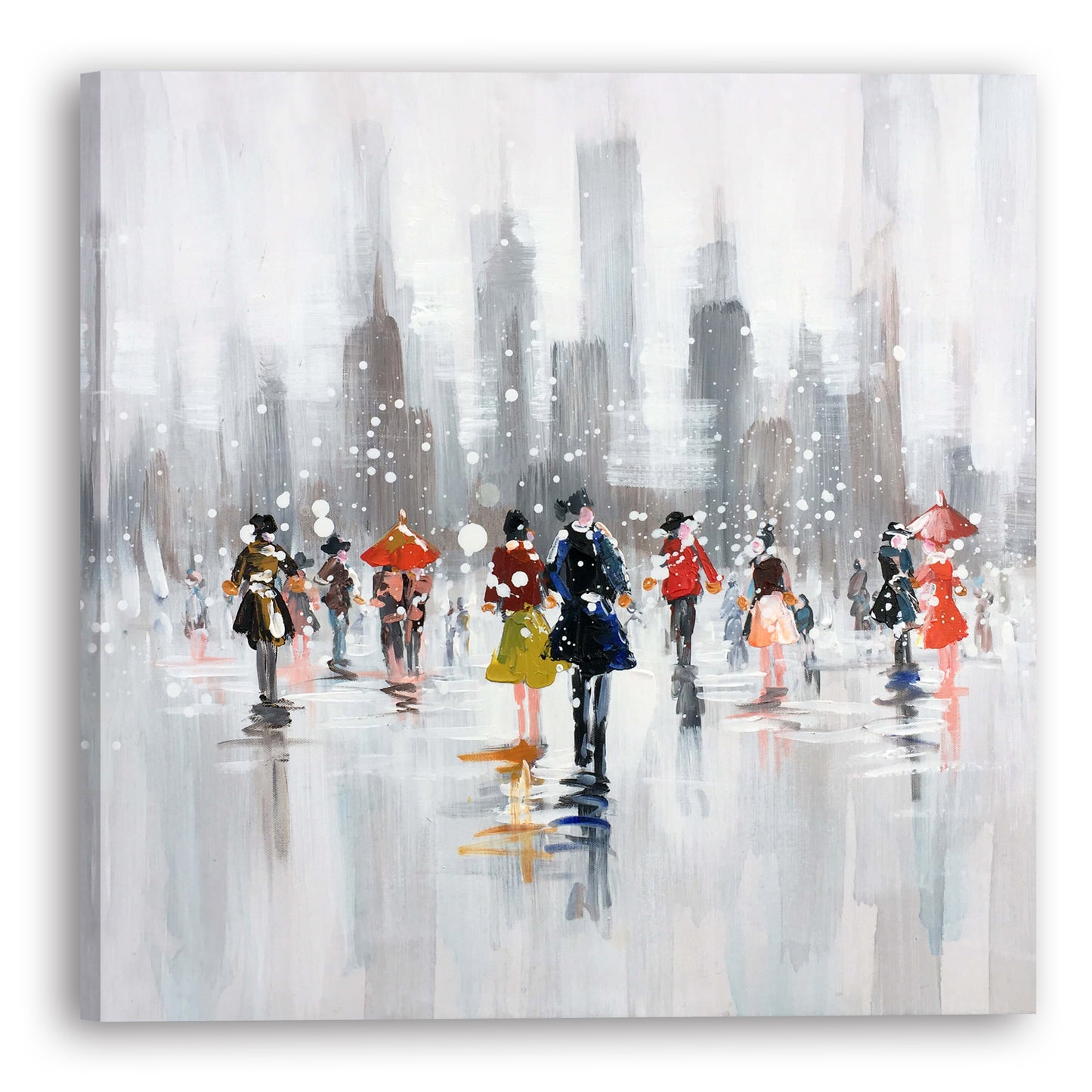 "Snow Fall in New York" Hand Painted on Wrapped Canvas
