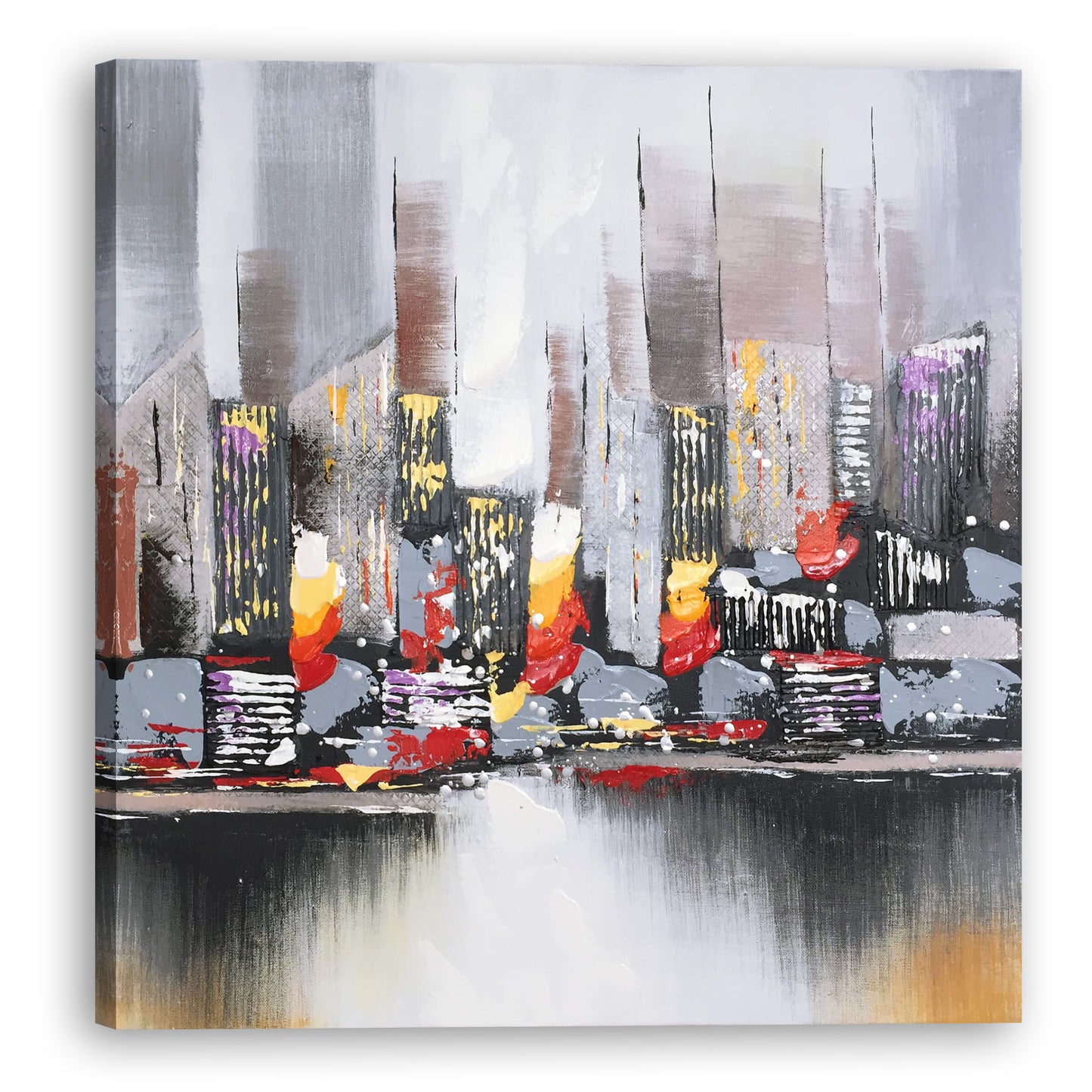 "City View New York" Hand Painted on Wrapped Canvas
