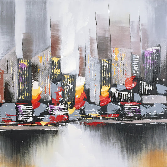"City View New York" Hand Painted on Wrapped Canvas