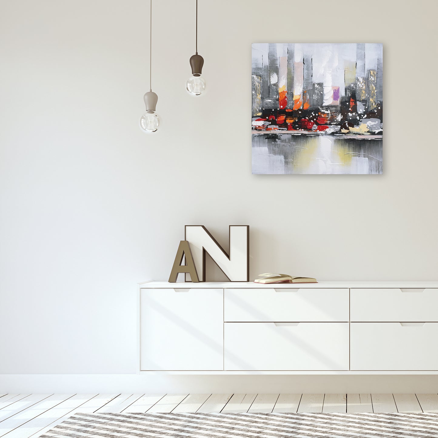 "City View Wall" Hand Painted on Wrapped Canvas