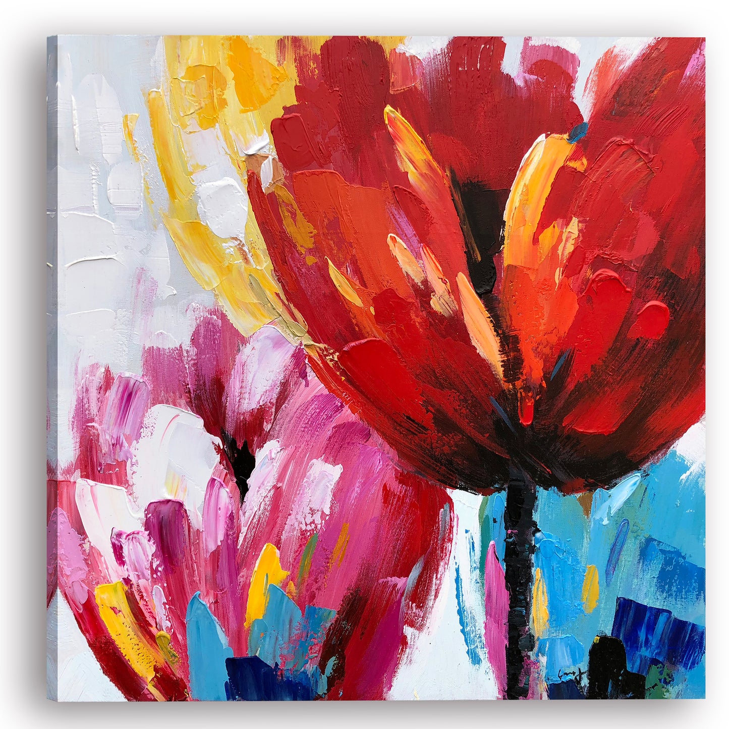 "Flaming Flowers II" Hand Painted on Wrapped Canvas