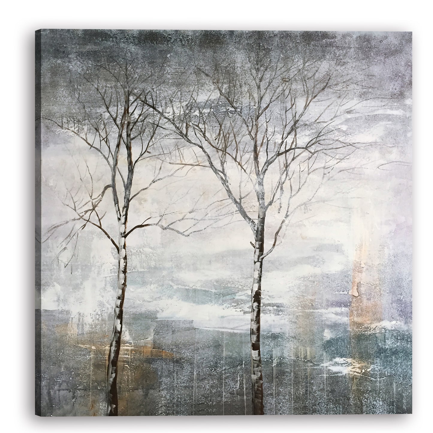 "The  Trees by Lake" Hand Painted on Wrapped Canvas