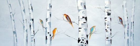"Winter Birds "Hand Painted on Wrapped Canvas