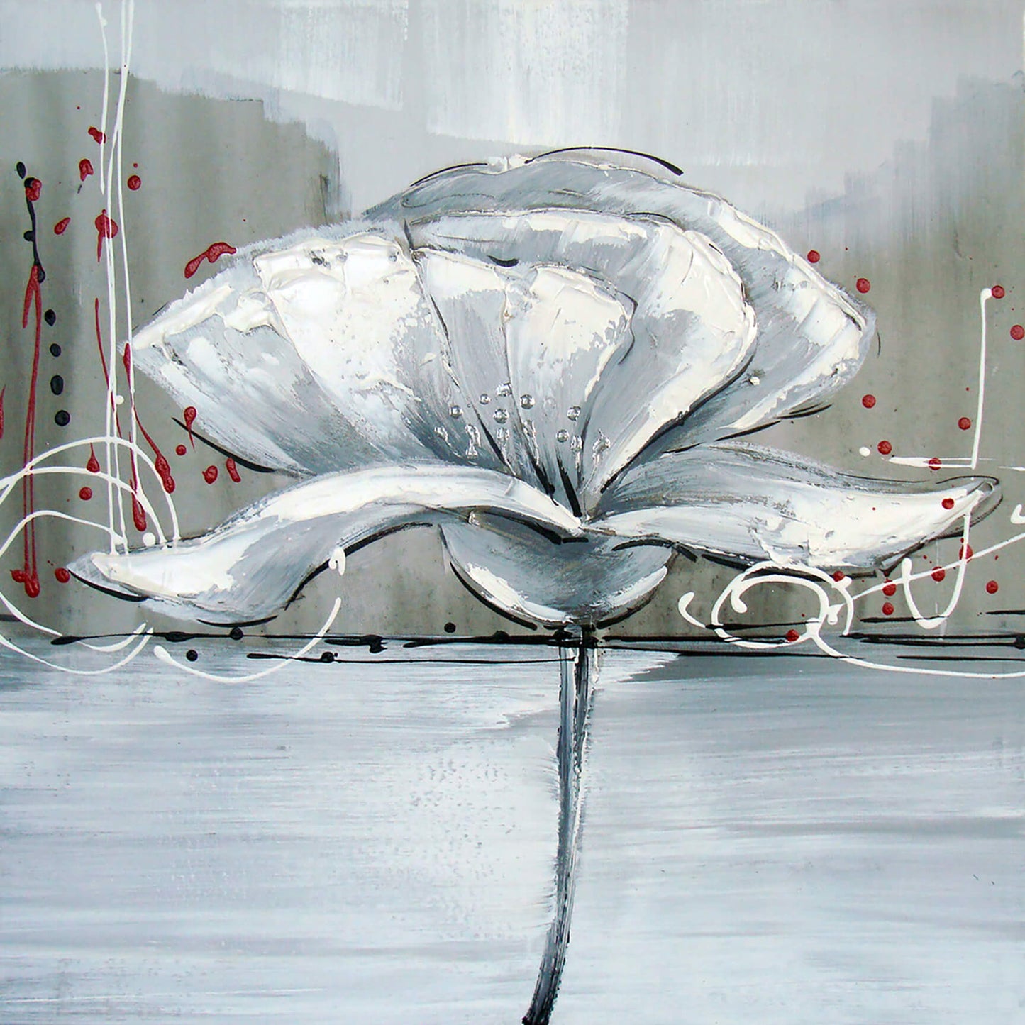 "Winter Flower I" Hand Painted on Wrapped Canvas
