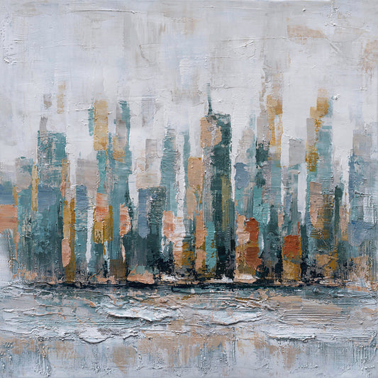 "City by the Sea" Hand Painted on Wrapped Canvas