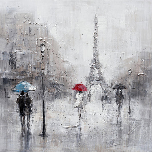 "Streets of Paris in the rain" Hand Painted on Wrapped Canvas