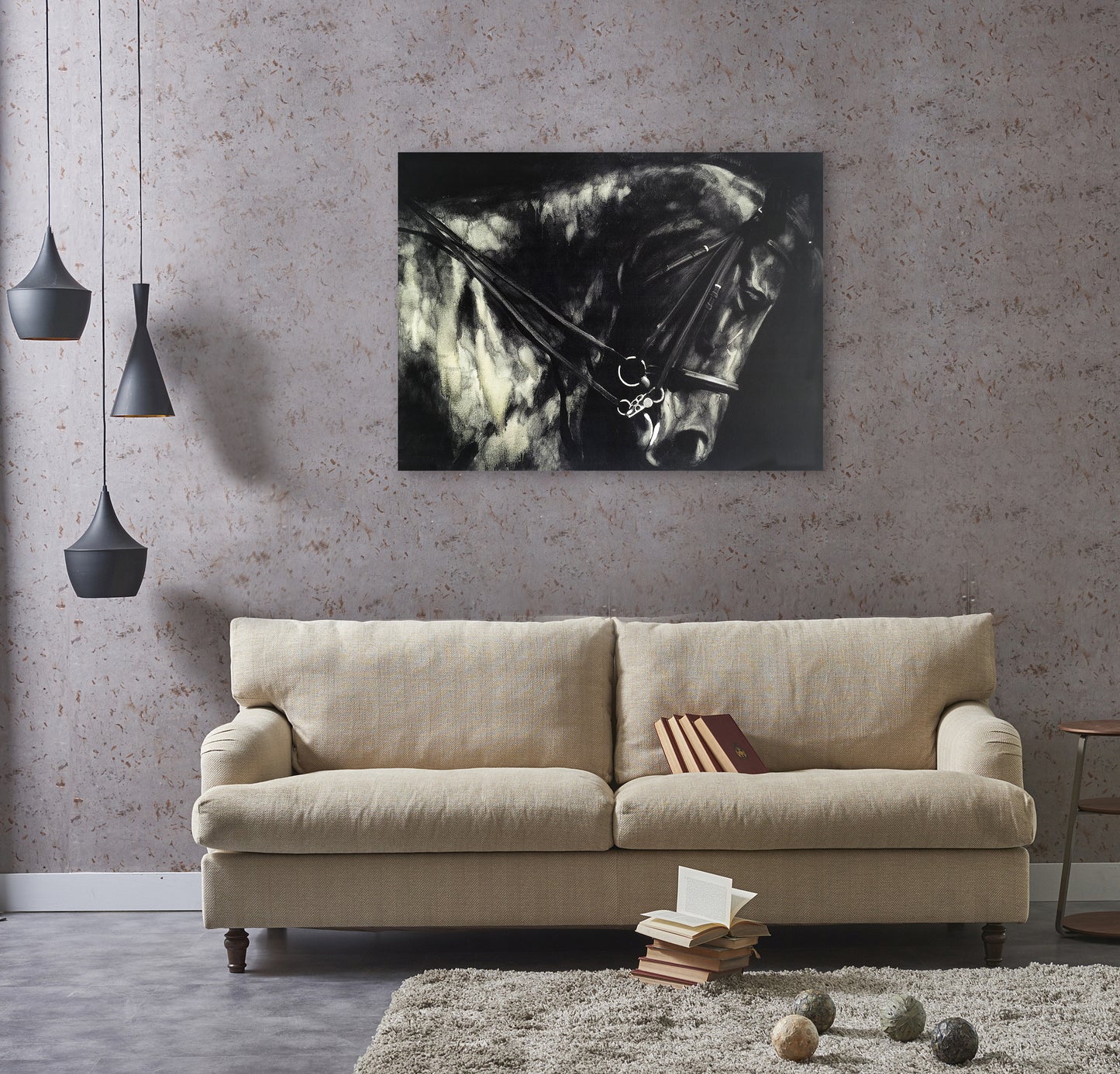 'Horse in the Dark II' Oil Painting Print on Wrapped Canvas