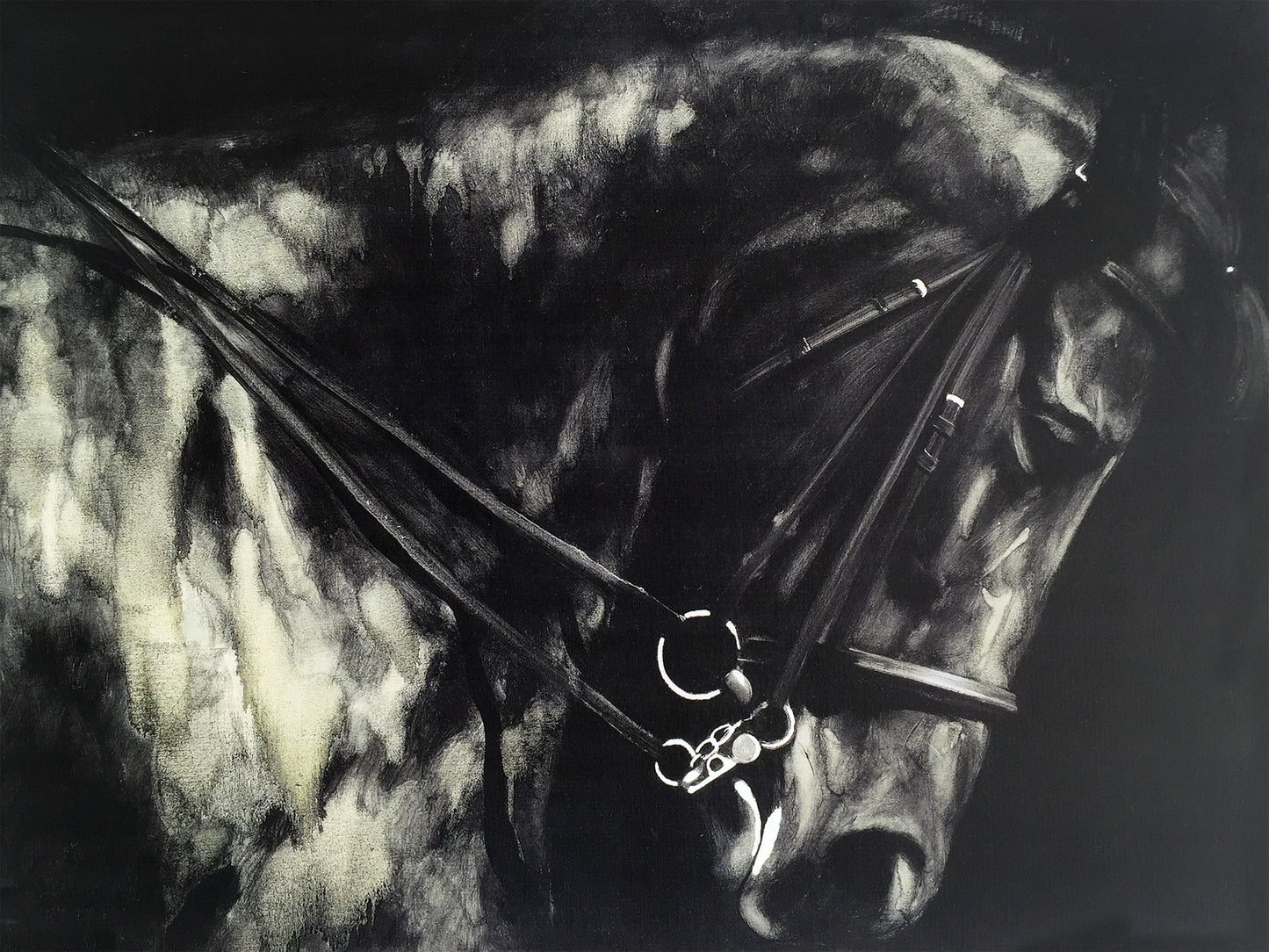 'Horse in the Dark II' Oil Painting Print on Wrapped Canvas