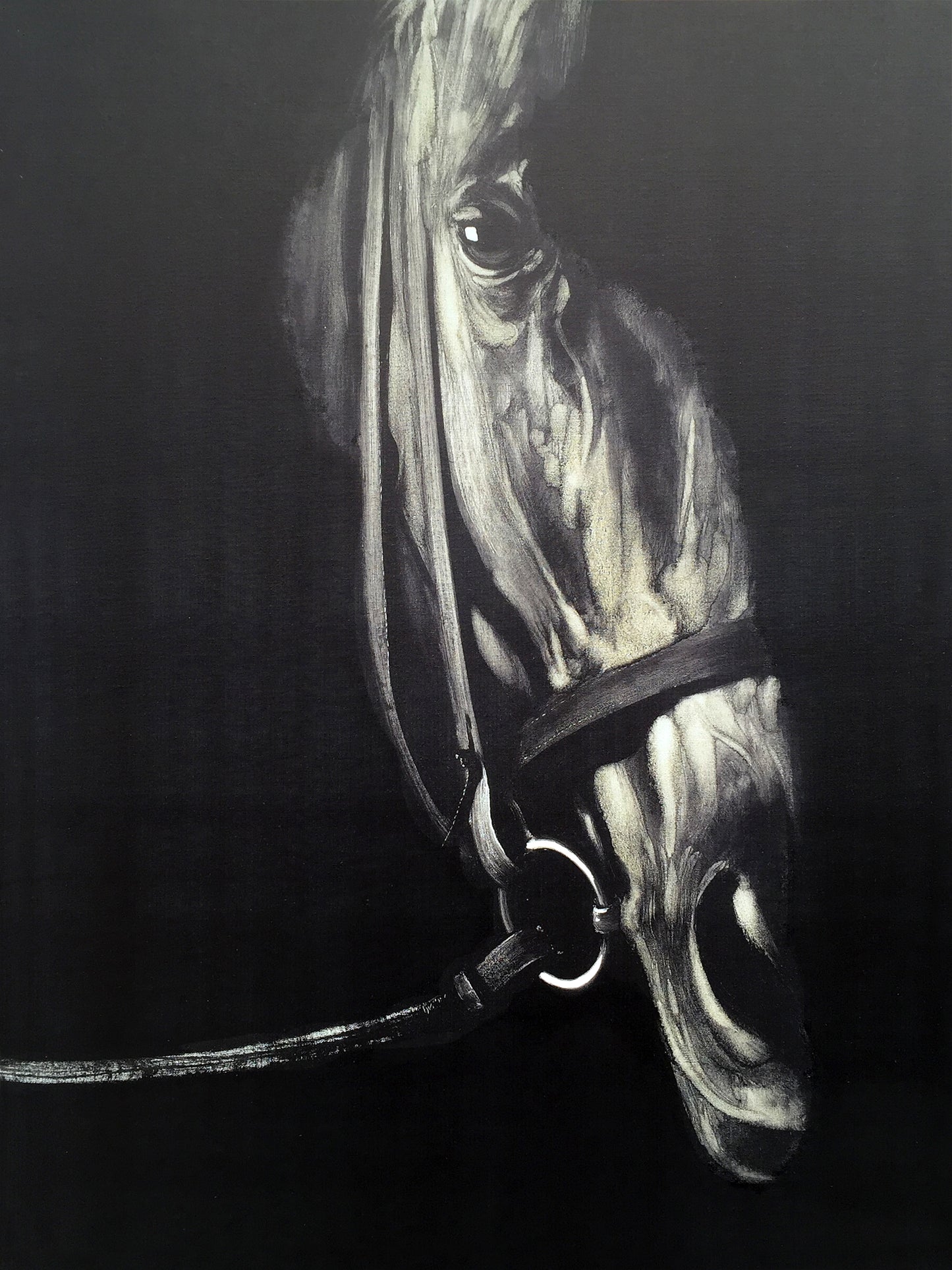 'Horse in the Dark IV' Oil Painting Print on Wrapped Canvas