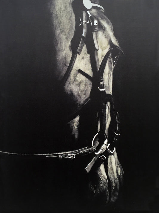 'Horse in the Dark V' Oil Painting on Wrapped Canvas