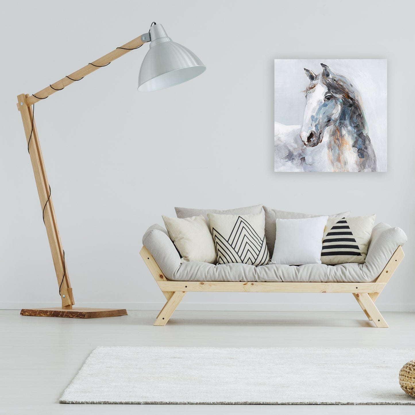 White horse II of abstract art, Oil painting Canvas wall art for living room, bedroom