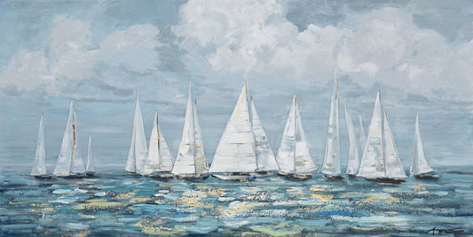 Sailing For A Long Journey Oil Painting on Wrapped Canvas. wall art, canvas artwork for living room, bedroom, office