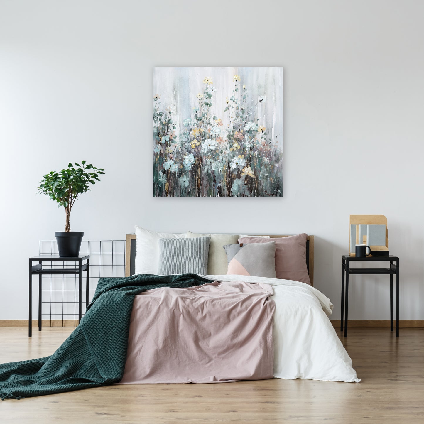 Spring abstract flowers - Oil Painting on Wrapped Canvas, wall art, canvas artwork for living room, bedroom, office