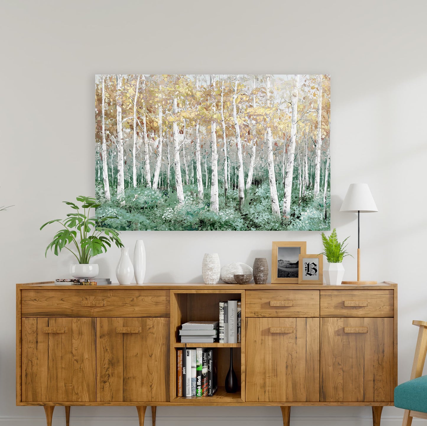 Hand-painted Art "Golden Woods" Painting original, Canvas Wall art for living room, bedroom, office, entryway - Wrapped Canvas Painting