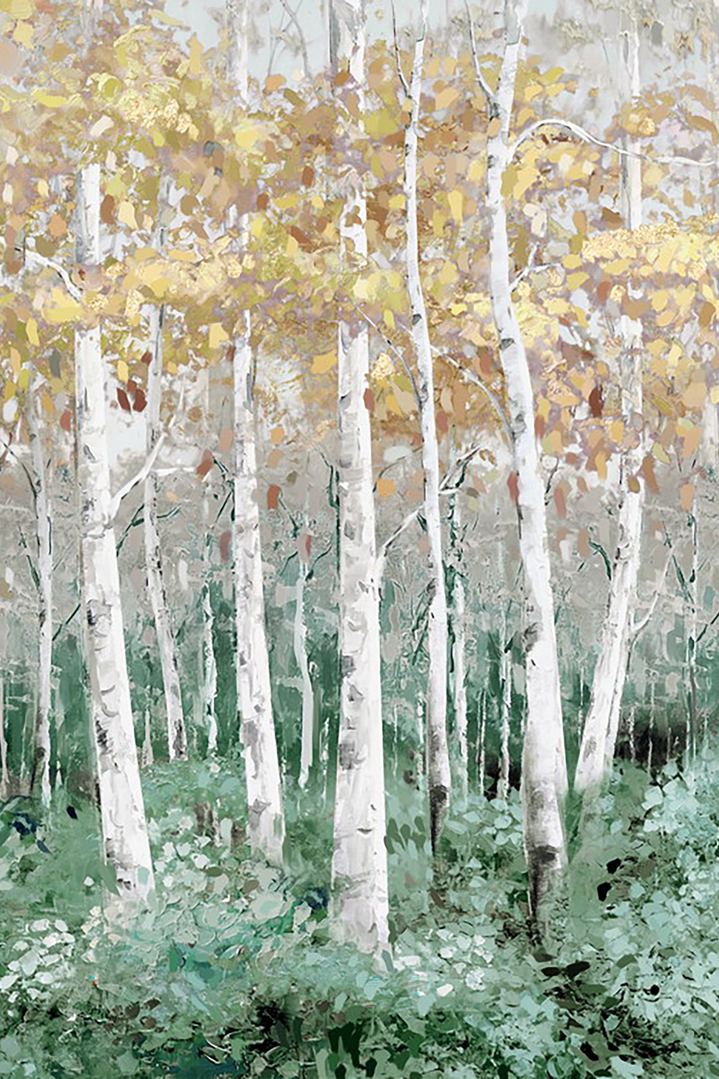 Hand-painted Art "Golden Woods" Painting original, Canvas Wall art for living room, bedroom, office, entryway - Wrapped Canvas Painting
