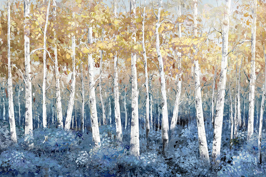 Hand-painted Art "Navy blue in the woods" painting on canvas original, wall art for living room, bedroom,office - Wrapped Canvas Painting