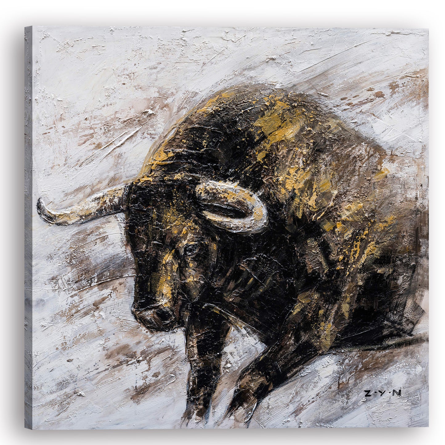"Wall Street Bull oil Paintings" Hand Painted on Wrapped Canvas