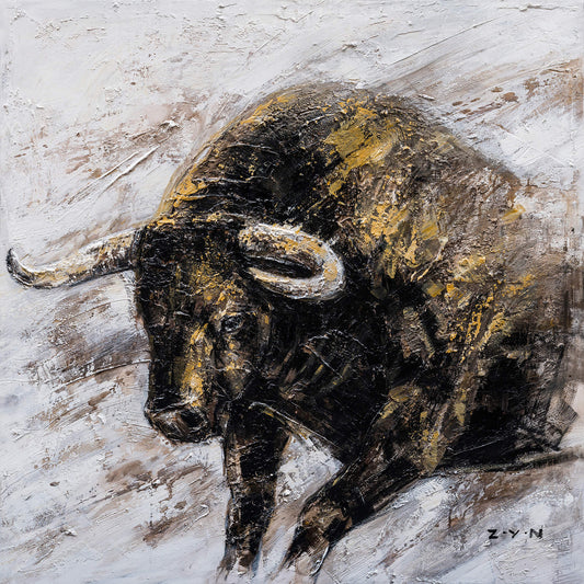 "Wall Street Bull oil Paintings" Hand Painted on Wrapped Canvas