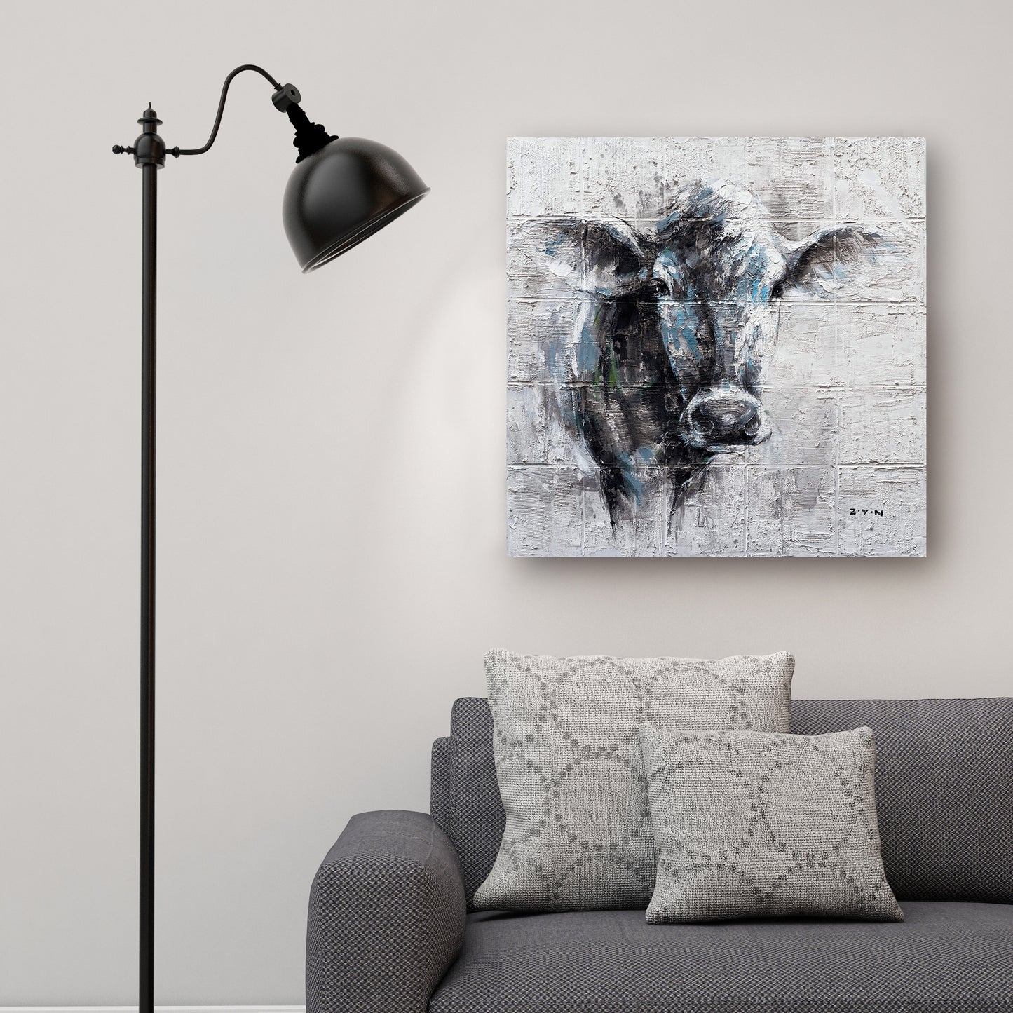 "Mysterious Cow Hand Painted" Canvas Artwork