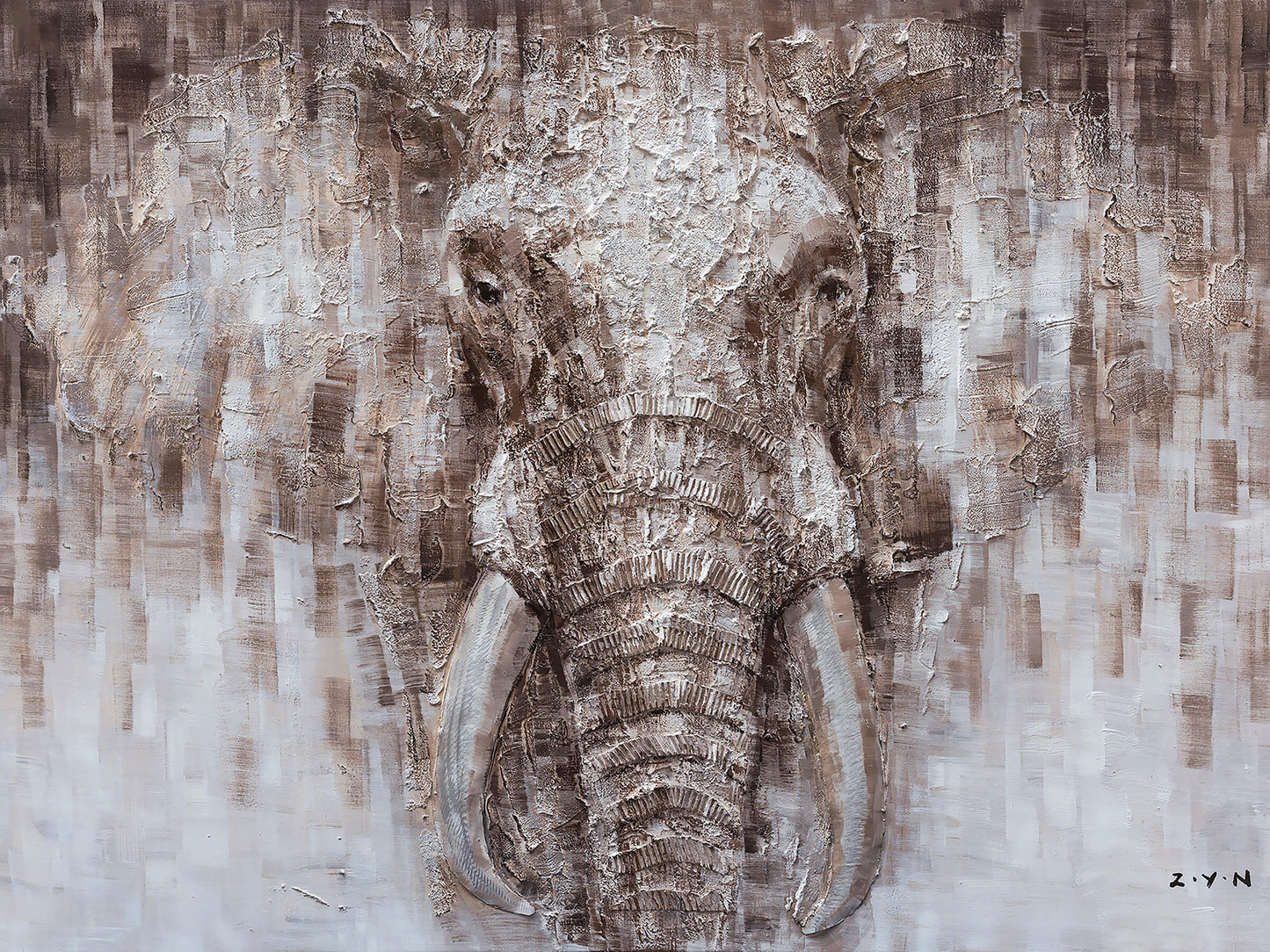 "An Elephant's Tusk Oil Painting" Hand Painted on Wrapped Canvas