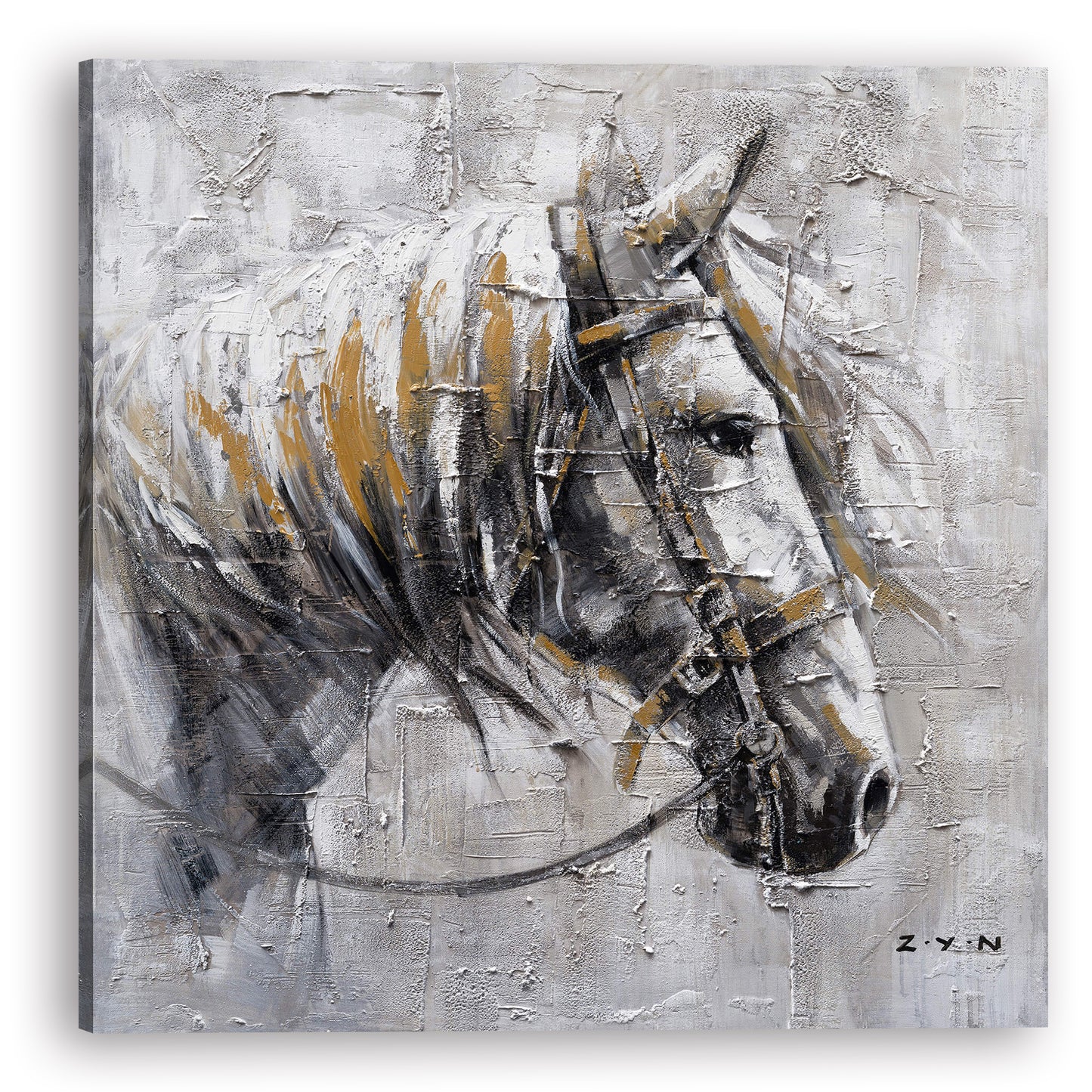"An Iron Horse II" Oil Painting Hand-painted on Wrapped Canvas