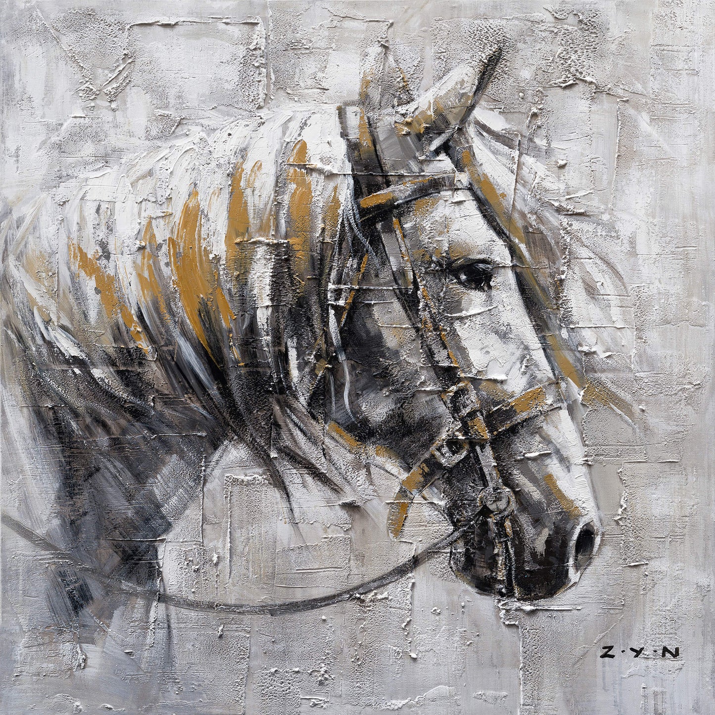 "An Iron Horse II" Oil Painting Hand-painted on Wrapped Canvas