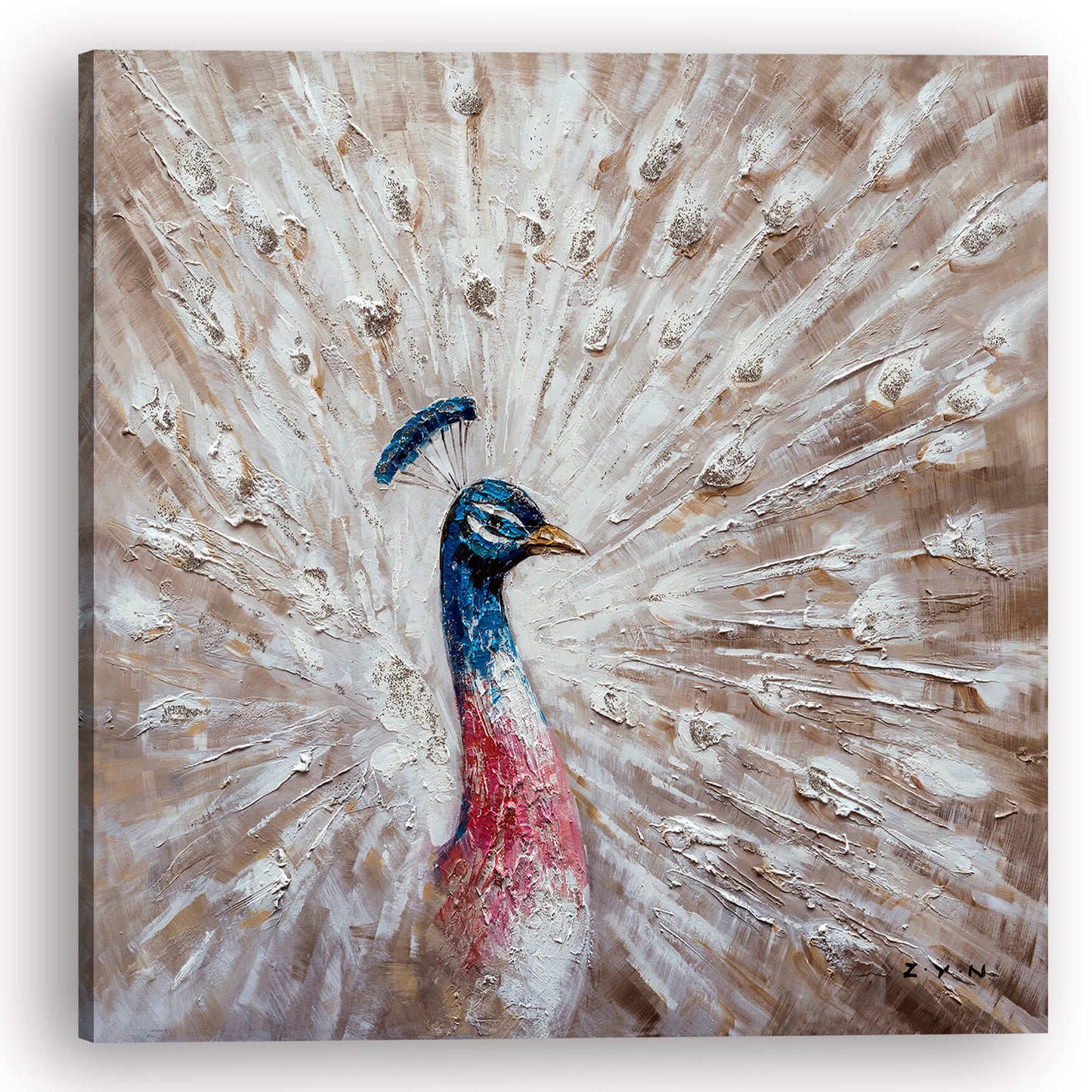 "The Curious Peacock" Hand Painted on Wrapped Canvas