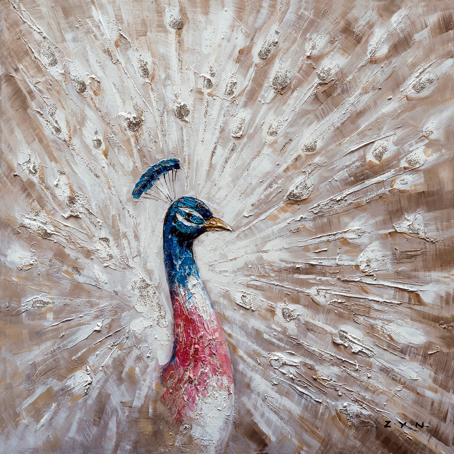 "The Curious Peacock" Hand Painted on Wrapped Canvas
