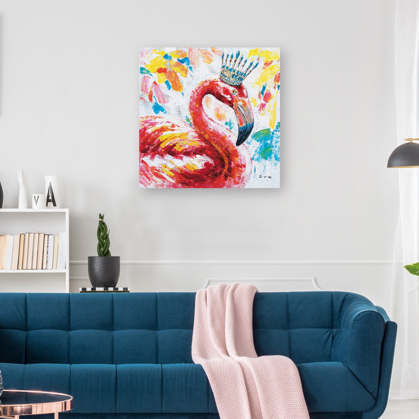 "The Queen Flamingo" Oil Painting on Wrapped Canvas