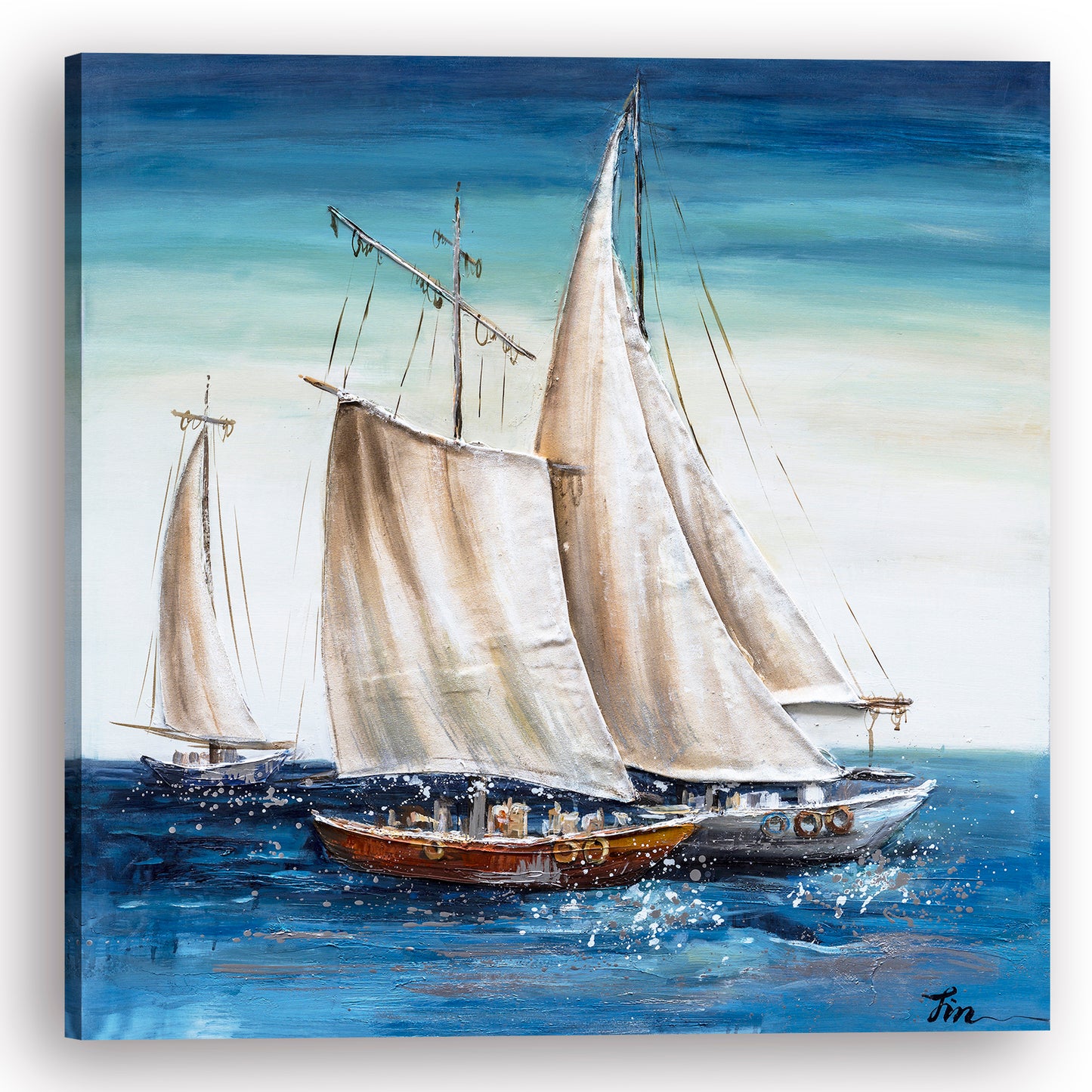 "Sailing Away" Hand Painted on Wrapped Canvas
