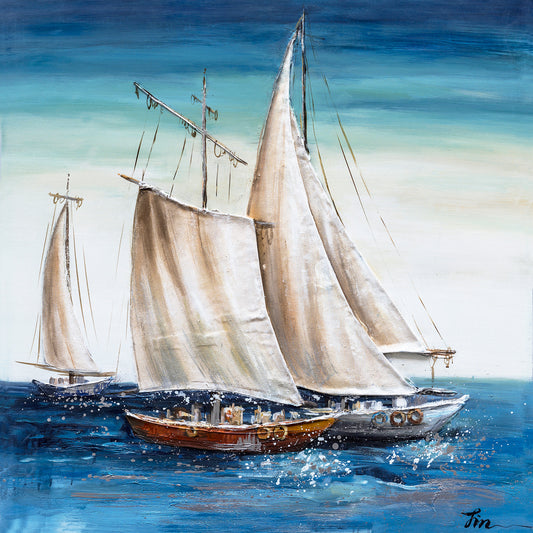 "Sailing Away" Hand Painted on Wrapped Canvas