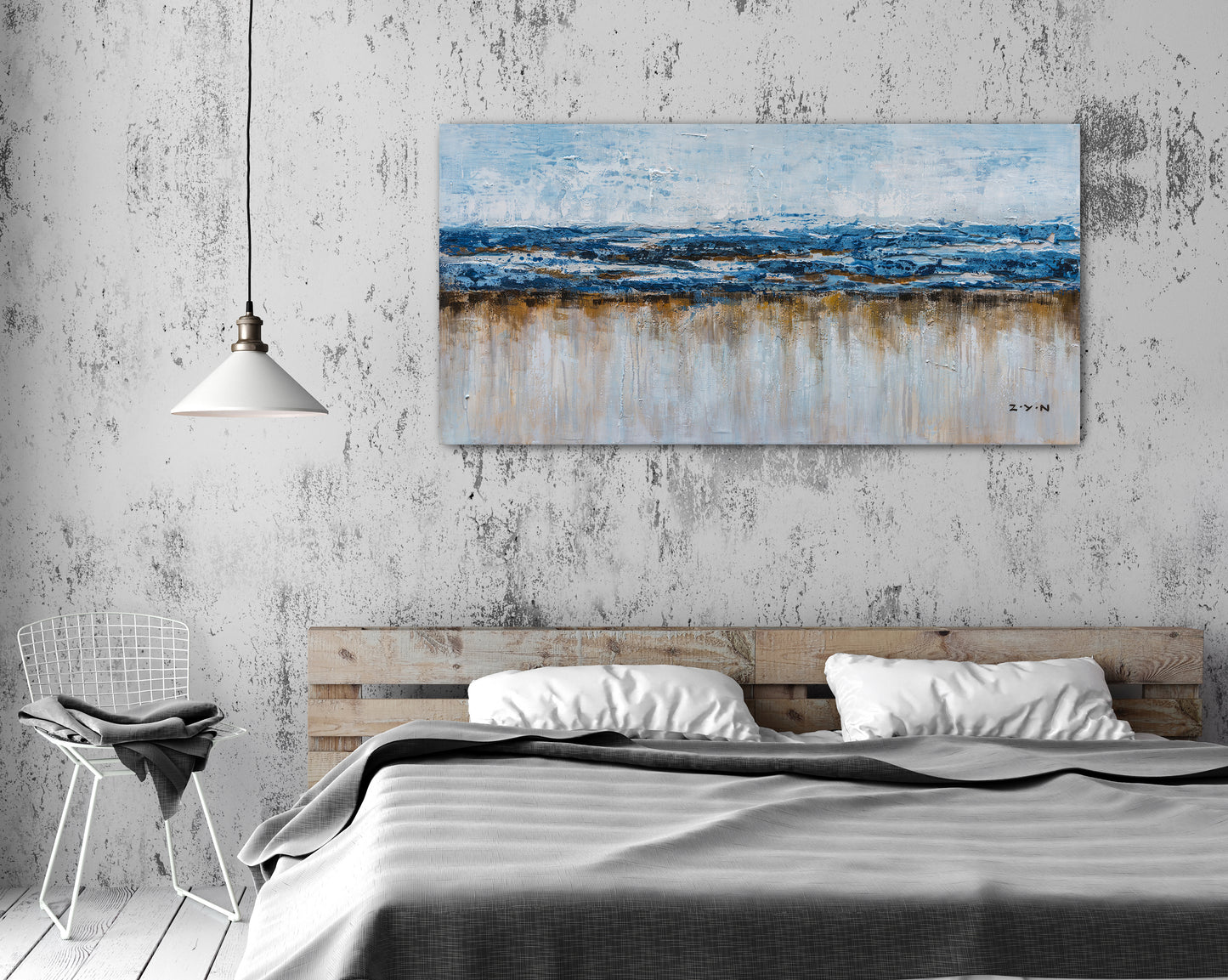 "Abstract Ocean Beach" Hand Painted on Wrapped Canvas