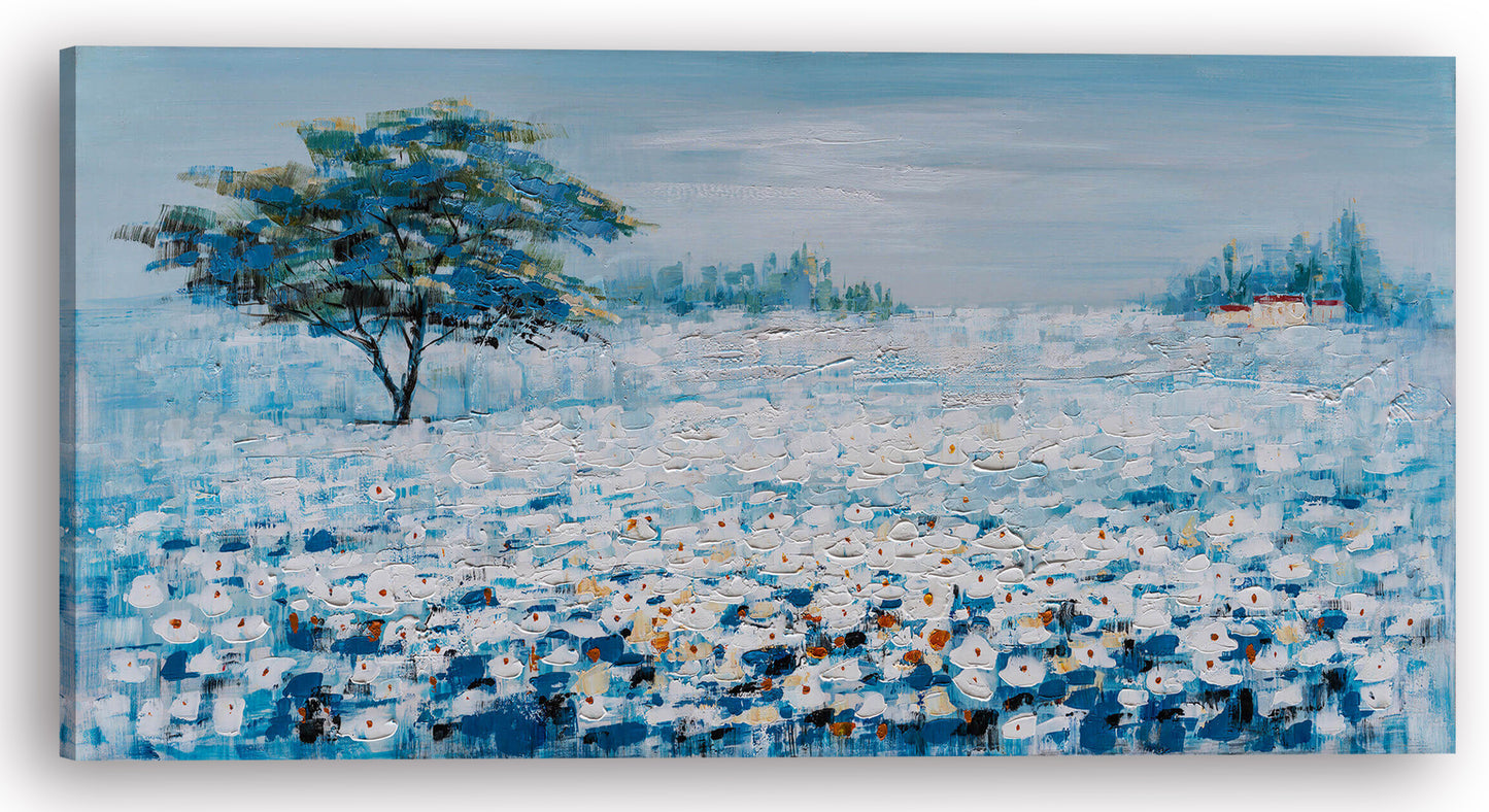 "A Blue Flower Field I" Hand Painted on Wrapped Canvas
