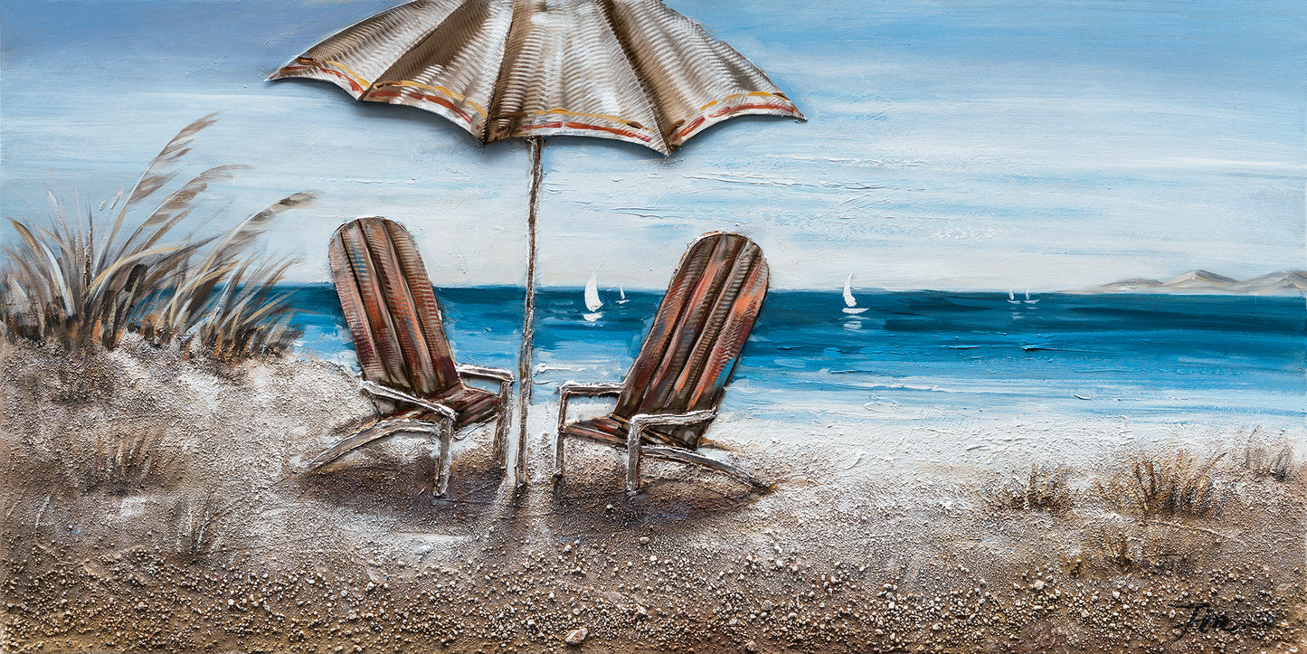 "Beach Chairs" Hand Painted on Wrapped Canvas