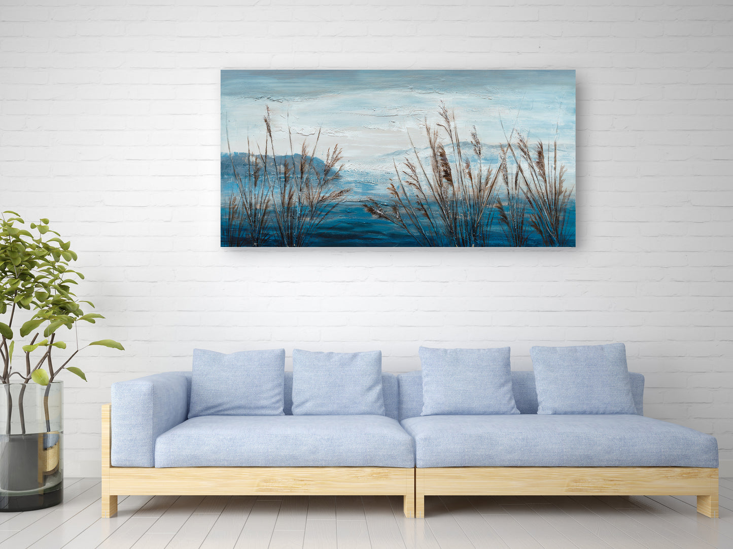 "Plants by the Water II" Hand Painted on Wrapped Canvas