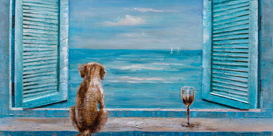 "Waiting For My Best Friend" Hand Painted on Wrapped Canvas