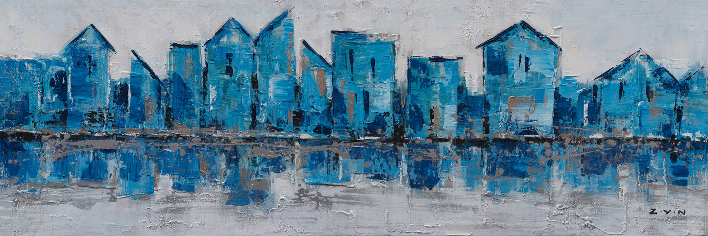 "Shades of Blue" Hand Painted on Wrapped Canvas