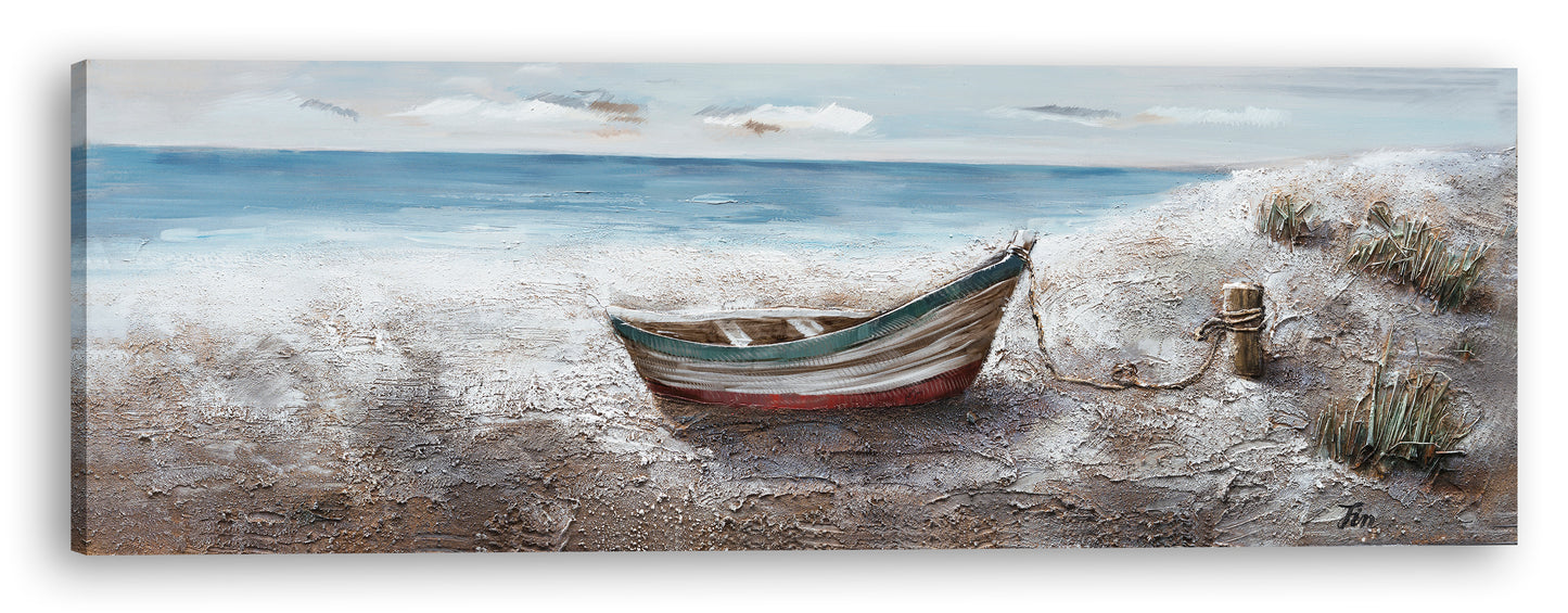 "Boat at the Lake" Hand Painted on Wrapped Canvas