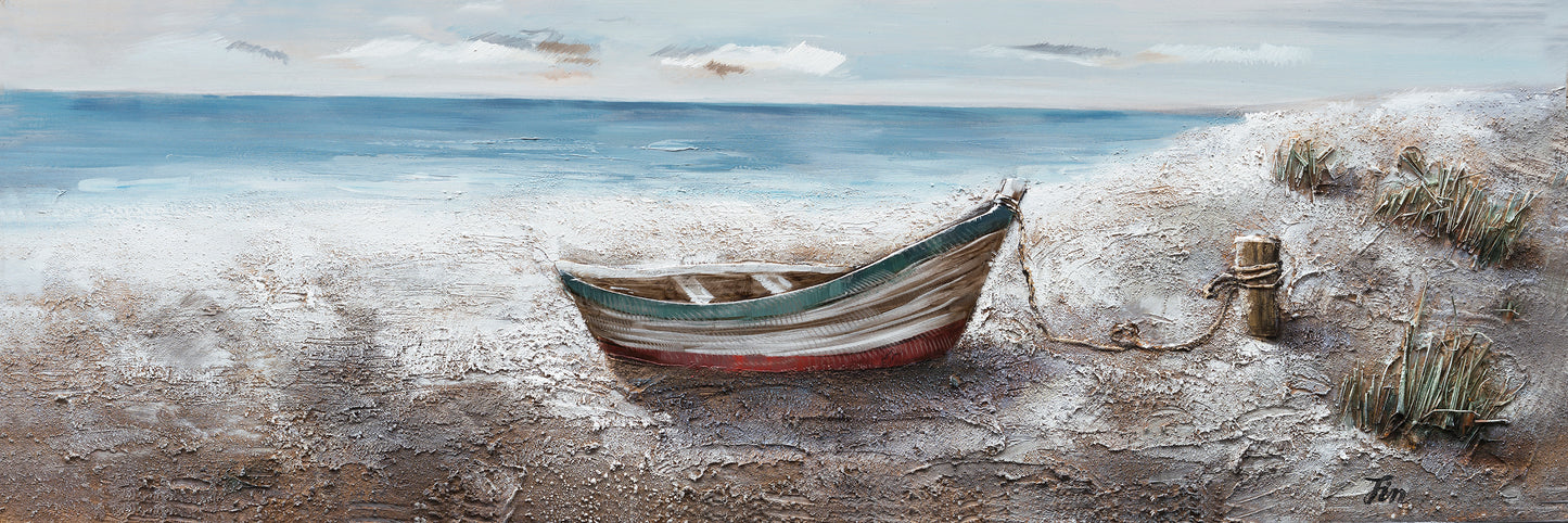 "Boat at the Lake" Hand Painted on Wrapped Canvas
