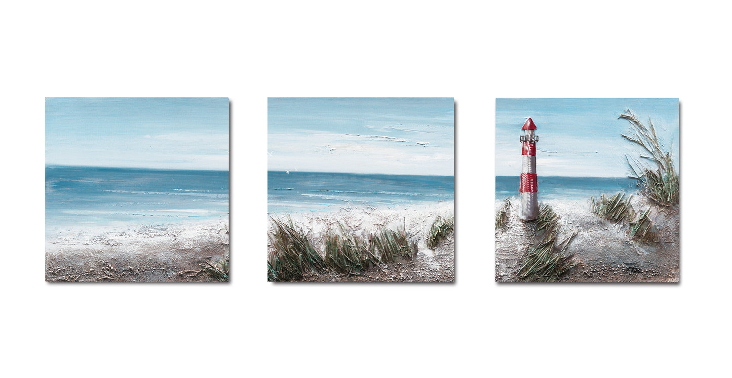 "The Lighthouse II" Hand Painted on Wrapped Canvas , 20"H x 20"W x 1.5"D-3piece