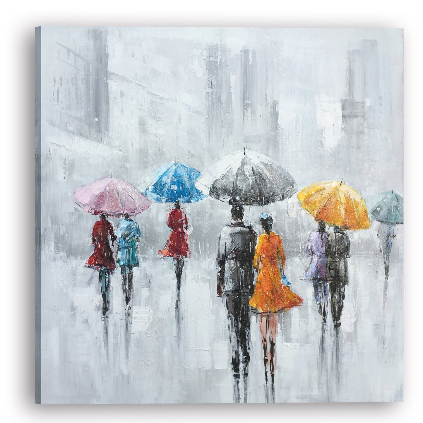 "Rainy Days in the City I " Hand Painted on Wrapped Canvas