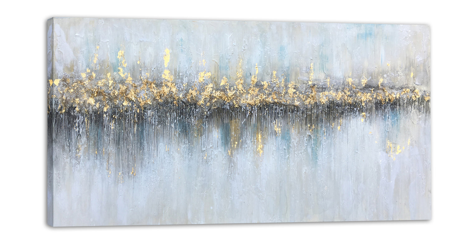 "Golden Horizon: Abstract Meditations" Hand Painted on Wrapped Canvas, Wall art for home decor