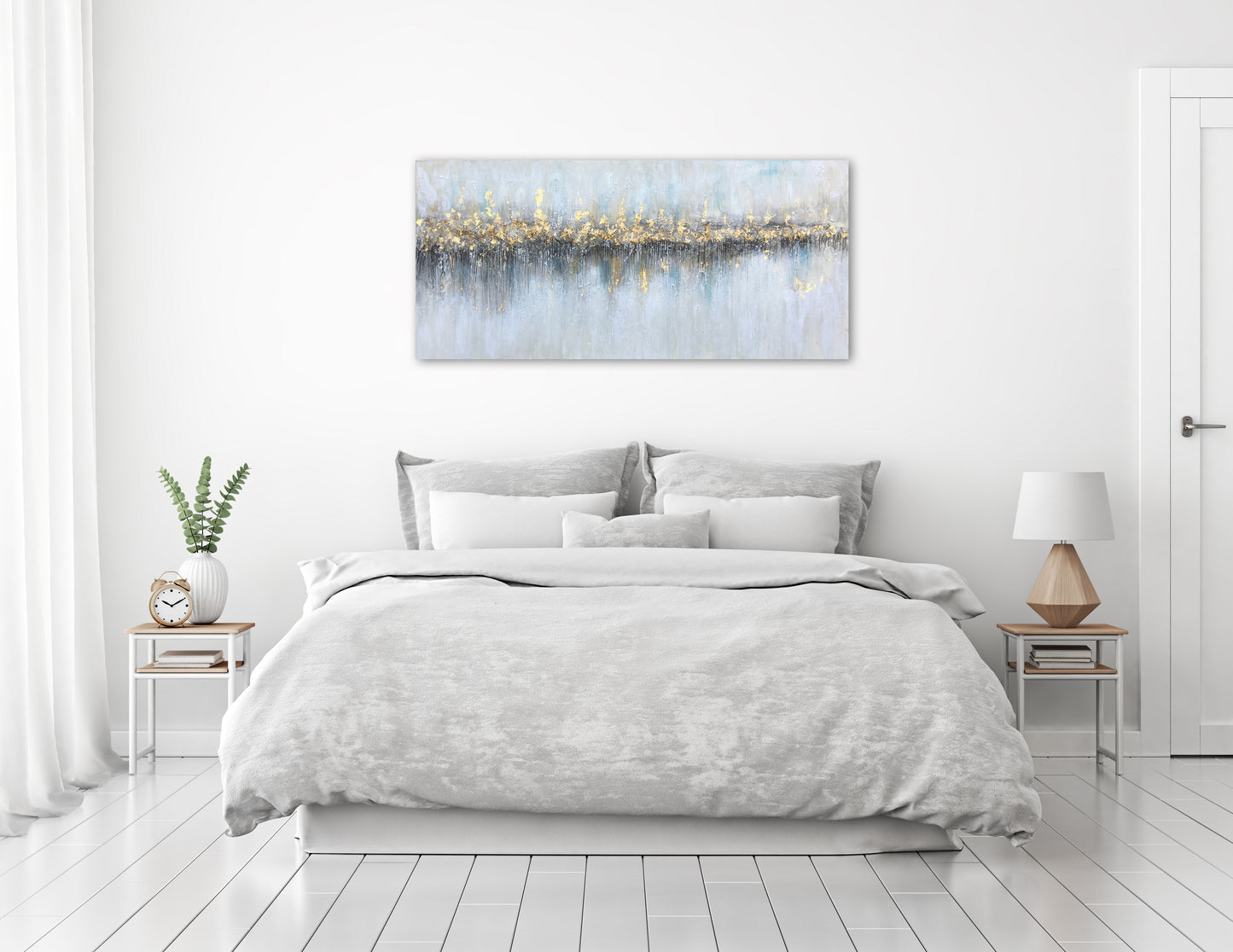 "Golden Horizon: Abstract Meditations" Hand Painted on Wrapped Canvas, Wall art for home decor