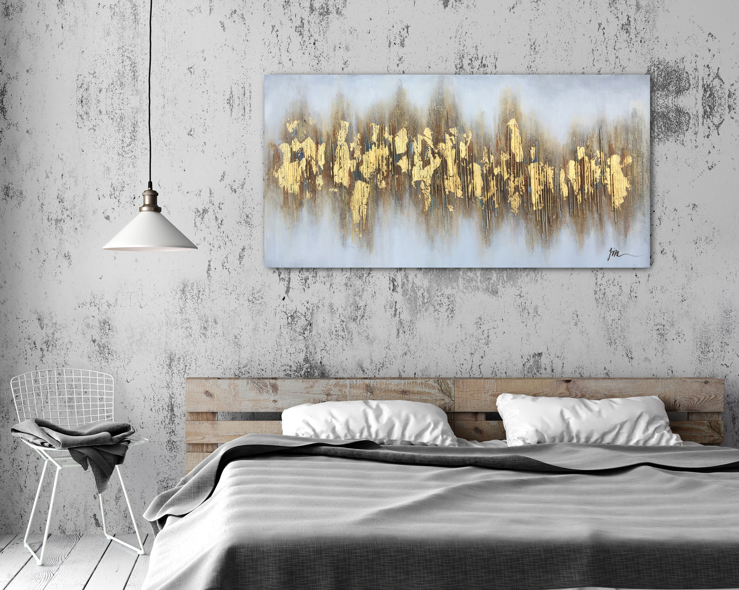 "Beaming Gold Flakes" Hand Painted on Wrapped Canvas