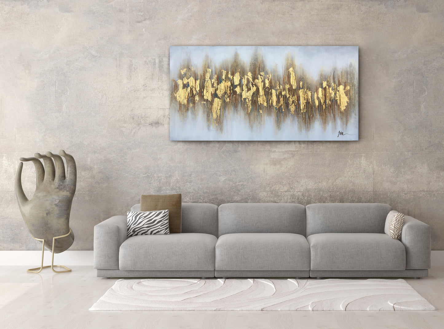 "Beaming Gold Flakes" Hand Painted on Wrapped Canvas